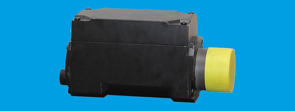 Krones industrial motor with a yellow protective shaft cap.